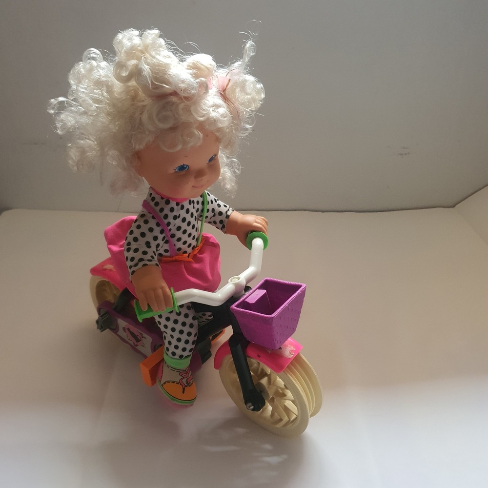 Vintage 1991 Kenner Stacy with Bike Two-Wheeler Pink Doll 15' Bike 13'‎